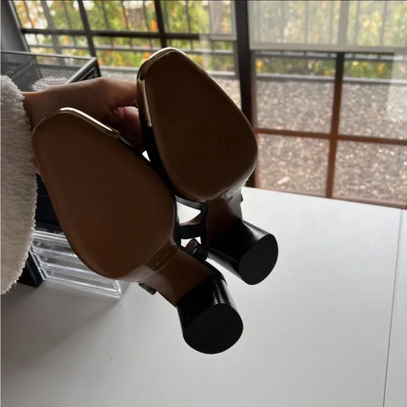 SANDRO PARIS NEW/ Black Slingback w/gold accent - Picture 3 of 6